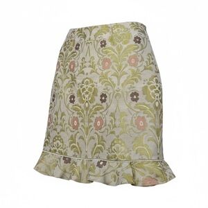 Nipon Boutique Cream and Green Floral Mini Skirt